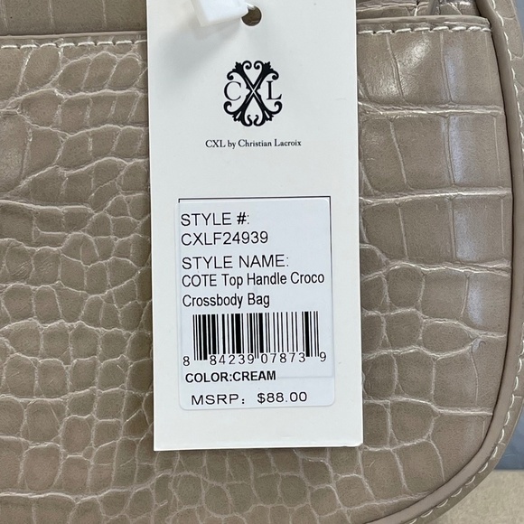CXL By Christian Lacroix Cote Crossbody Bag w/ Wood-Look Top Handles -Cream- NWT - Picture 6 of 6
